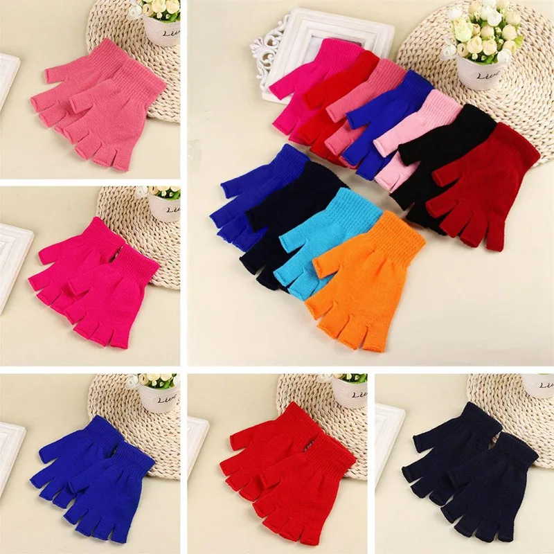 Fashion Black Short Half Finger Fingerless Wool Knit Wrist Glove Winter Warm Gloves Workout for Women and Men fingerless gloves half finger gloves warm gloves fingerless gym gloves fingerless compression gloves