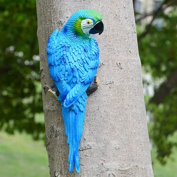 

Artificial Resin Half Side Sculpture Lifelike Simulation Parrot Figurine Model Ornament Toy Garden Decor