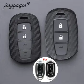 Keyforkess 10x 3/4 pulsante portachiavi in carbonio per Hyundai palizzata Grandeur Azera Elantra GT Kona Santa Fe Smart Remote Fob Cover