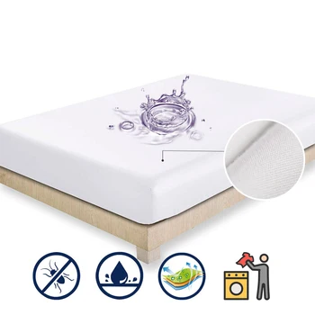 

Waterproof Mattress Pad Baby Urine Solid Color Sanding Hotel Mattress Cover Protector Topper Anti-mites Bugs Bed Fitted Sheet