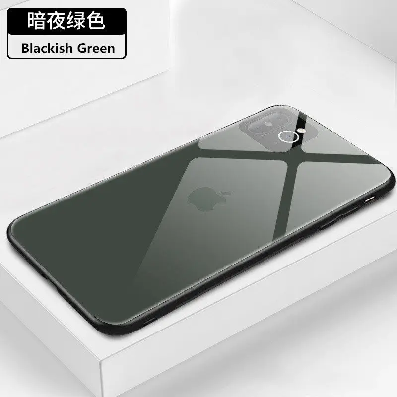 Blackish Green Чехол для iPhone X XR XS MAX Second изменить на iPhone XI 11 Pro MAX закаленное стекло Жесткий ПК противоударный чехол для iPhone X S MAX X XS XR 10 прозрачный чехол - Цвет: Blackish Green
