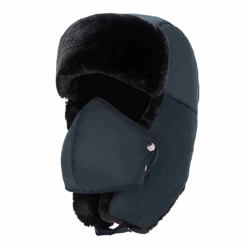 Шапка-бомбер для женщин и мужчин, толстая пушистая теплая Ветрозащитная маска для лица, защитная шапка для ушей, аксессуары для зимней одежды