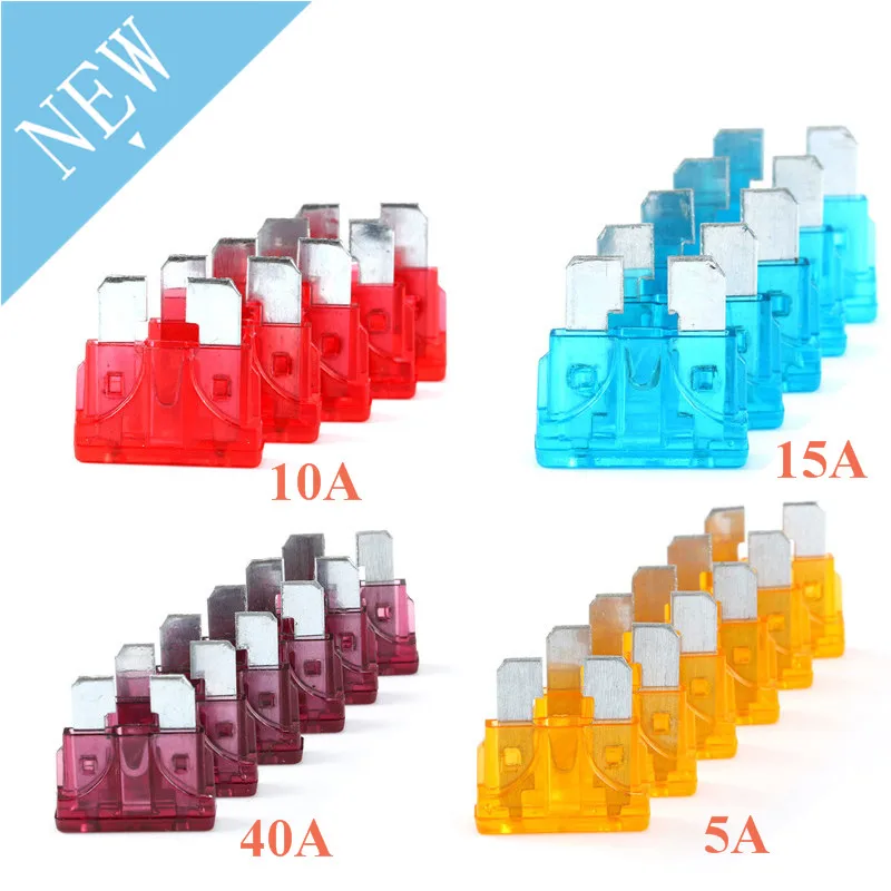 

10 шт. предохранитель лезвия автомобиля 5A 10A 15A 40A автомобильный предохранитель стандартный предохранитель лезвия автомобиля лодки грузовика