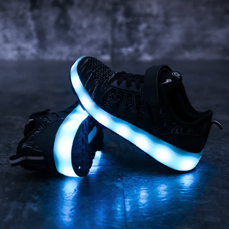 Blue Pink Black New 25-37 USB Charger Glowing Sneakers Led Children Lighting Shoes Boys/Girls illuminated Luminous Sneaker