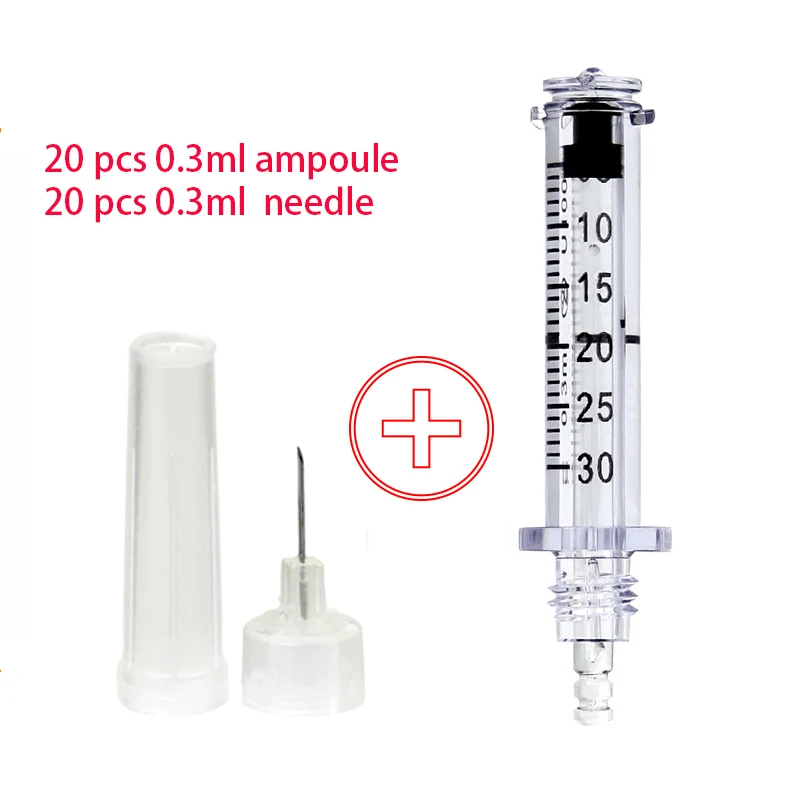 0.3ml Syringe Ampoule head set connecting for hyaluron acid pen Mesotherapy Gun Anti Wrinkle Lip filler face beauty injector - Номер модели: 40pcs 0.3ml kit