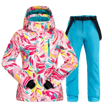 

2020 New Ski Suit Women Thick Warm Waterproof Windproof Skiing and Snowboarding Jacket Pants Set Female Snow Costumes Ski Coat