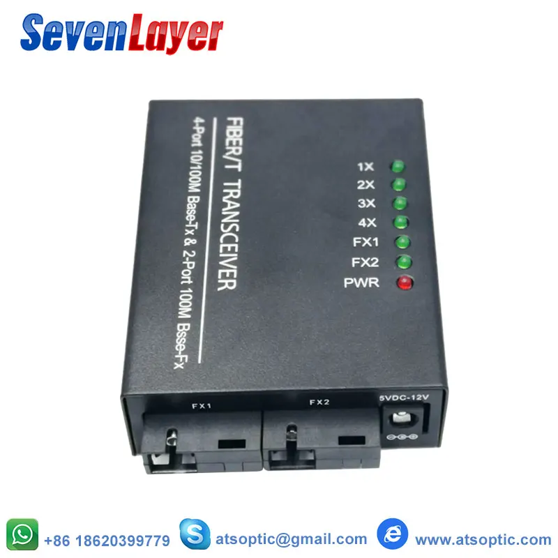 Коммутатор эфирной сети 4 RJ45 2 SC оптический медиа конвертер одномодовый волоконно-оптический Порты и разъёмы 10/100 м mini