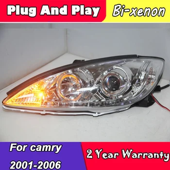 

2 Pieces LED Front Light Assembly R8 Style Aurion Camry LED Head Lamps Black Housing 2001-2006 Year
