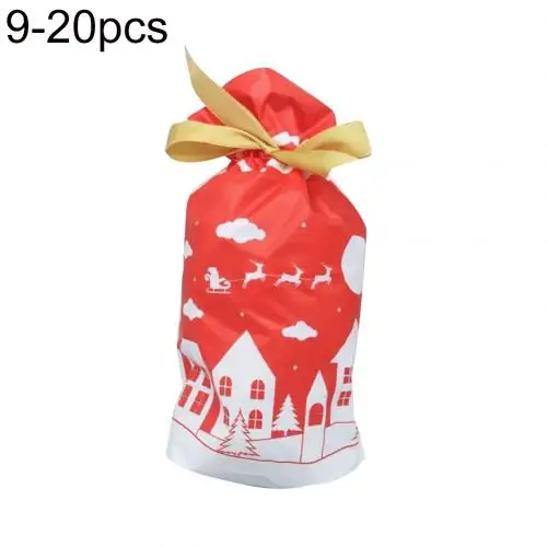 Deer House 20pcs 10/20/50 шт Рождественские Сумки для конфет упаковка мешки олень с Санта-Клаусом, Пластик Подарочная Конфета сумки для хранения подарок Рождественский подарок сумки - Цвет: Deer House 20pcs