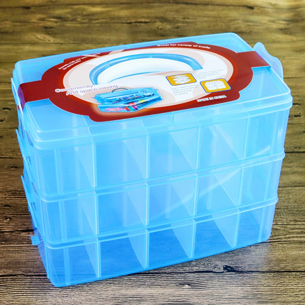 

Extra Large 3 Tier Plastic Transparent Organizer Jewelry Storage Case Detachable Container Holder Craft Tool Sorting Box New
