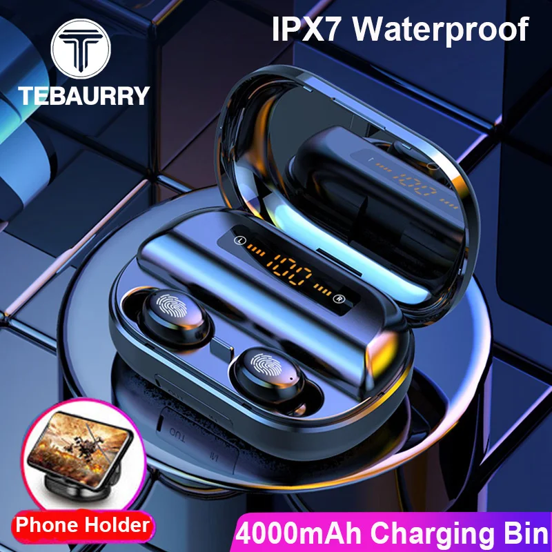 V11 4000 мАч TWS Bluetooth наушники 5 0 9D стерео беспроводные сенсорное управление IPX7