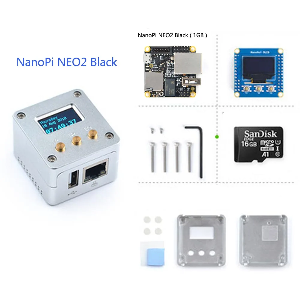 NanoPi NEO2 черный металлический полный комплект алюминиевый корпус oled программируемый на питоне