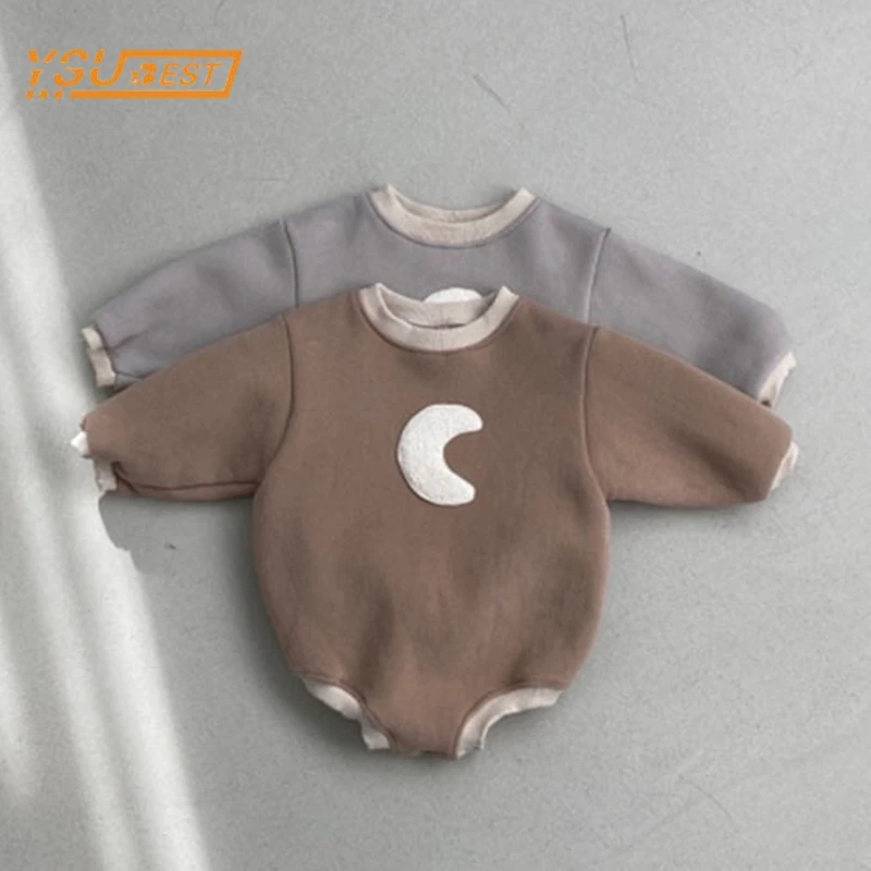 Newborn Baby Boys Girls Long Sleeve Moon Printing Rompers Casual Infant Baby Boys Girls Children Jumpsuit Kids Girls Rompers Baby Bodysuits Fur