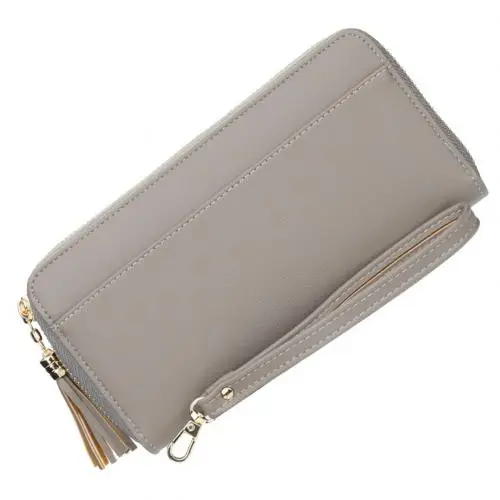 Porte feuille marque de Lux женский кошелек на молнии с кисточками и несколькими отделениями для карт, двойной кошелек, Длинный кошелек, клатчи, рождественские подарки - Цвет: Dark Gray