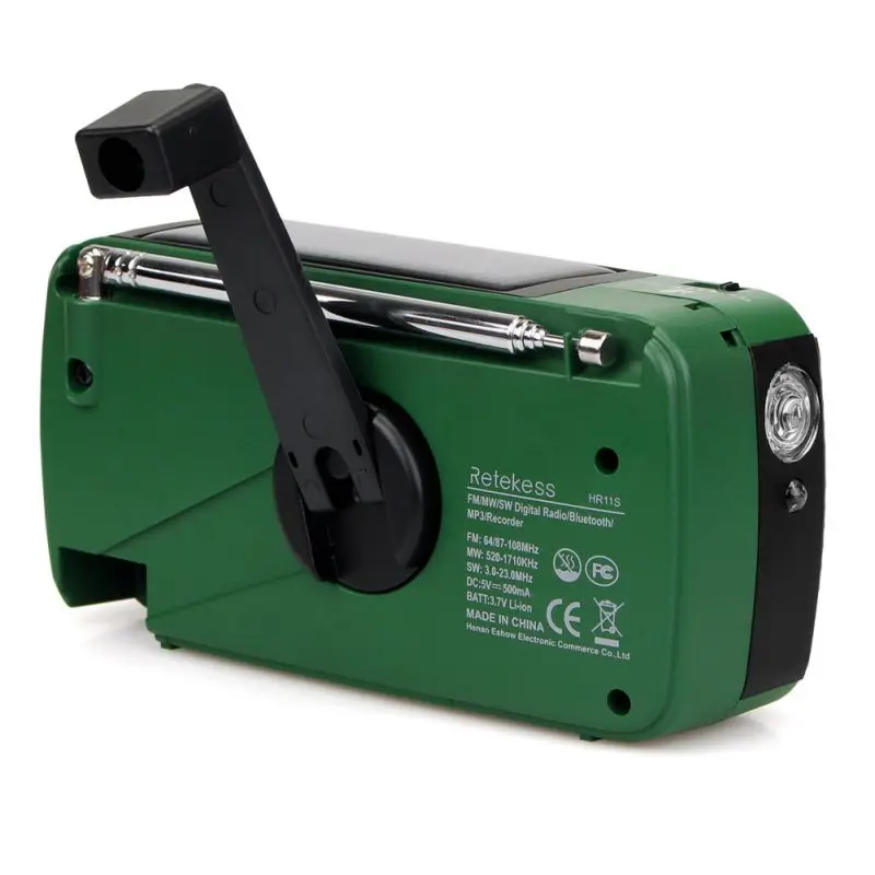 

Rechargeable Outdoor Solar FM/AM/SW Radios Music Player Audio Recorder Hand Crank Emergency SOS Radio