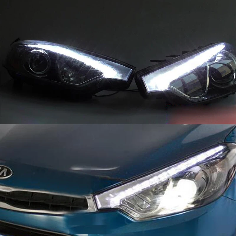 Стайлинга автомобилей HID 2011~ 2013 для Kia K3 фары K3 cerato светодиодный задний фонарь светодиодный DRL Bi Xenon объектив высокого ближнего и дальнего света парковки авто Accesso