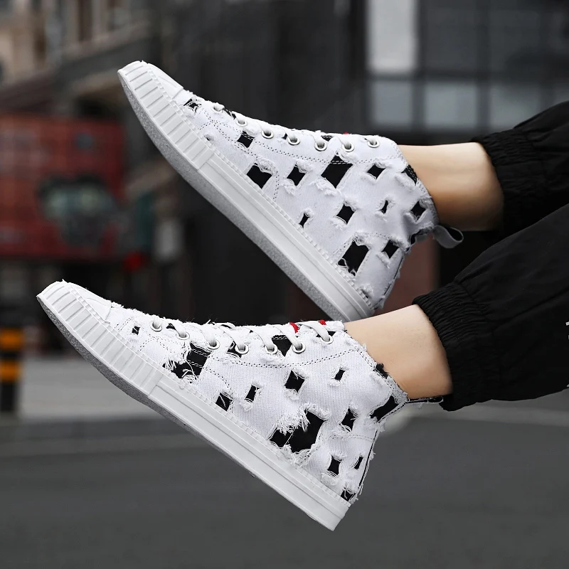 

2019 autumn and winter tide brand flat high to help students personality Gaobang casual canvas shoes men soil leisure autumn sho
