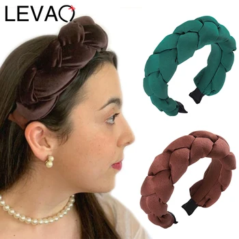 

LEVAO Solid Twisted Hairband Elegant Satin Sponge Padded Headband Bezel Turban Women Girls New Hair Accessories Ladies Head Hoop