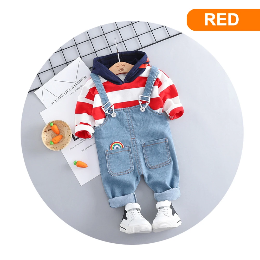 Red Весенне-осенняя одежда для маленьких мальчиков и девочек; детская хлопковая футболка с надписью и штаны; комплект из 2 предметов; детский Модный повседневный спортивный костюм - Цвет: Red