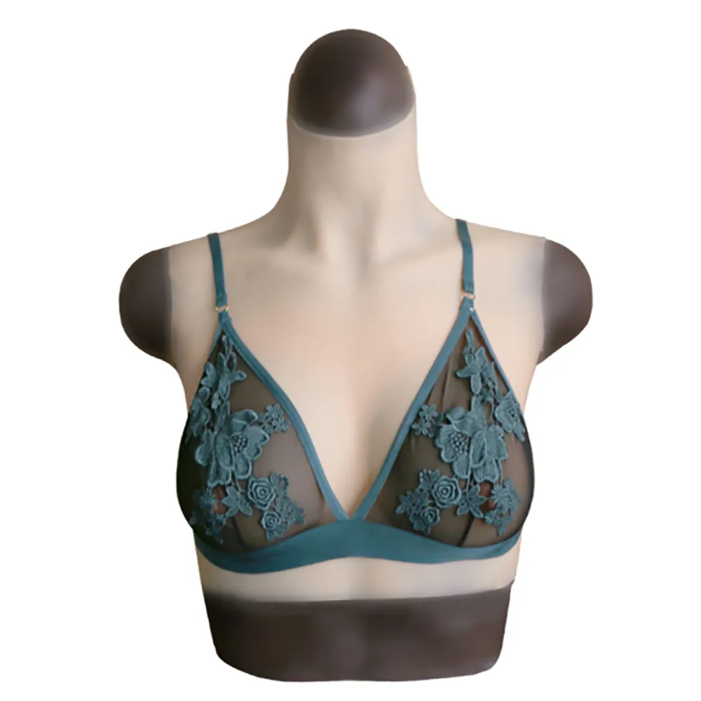 

KOOMIHO B/C/D CUP Fake Boobs High Collar Neck to Ear Realistic Silicone Breast Forms Crossdressing Drag Queen Shemale 3G