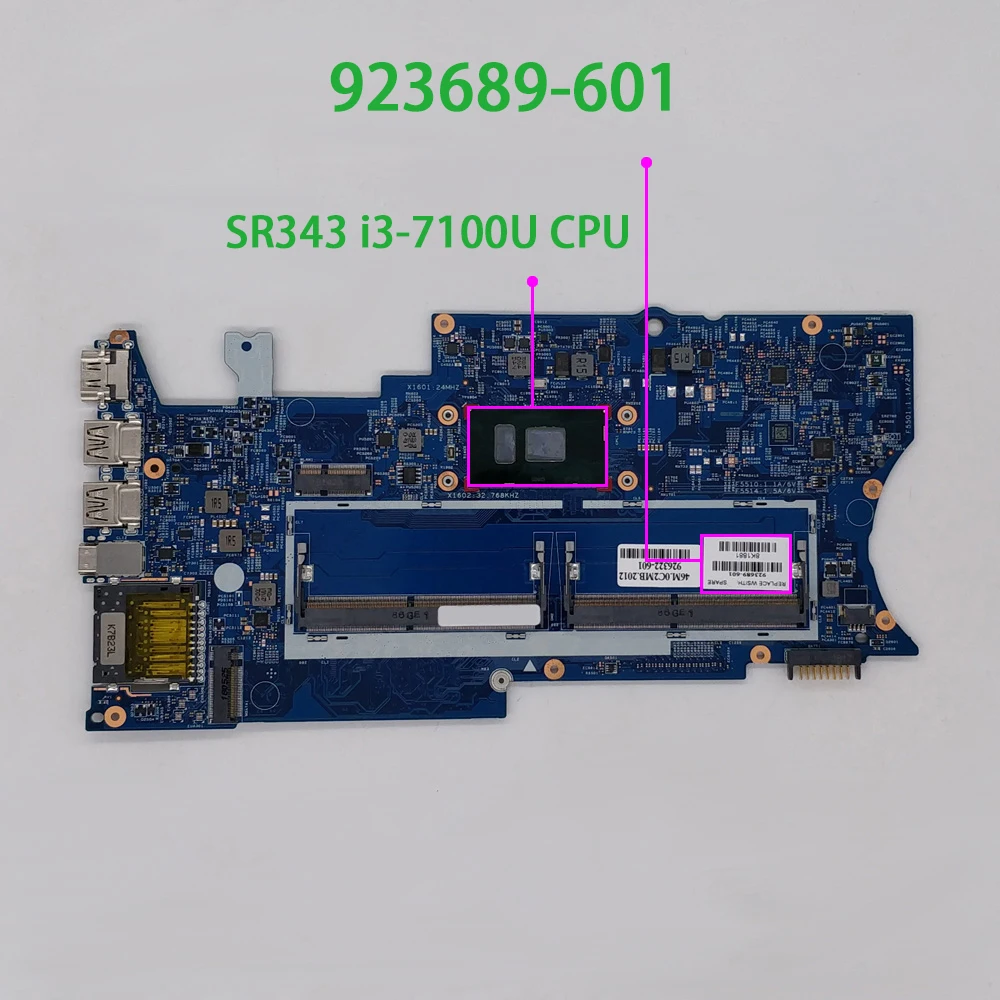 

Genuine 923689-601 923689-001 UMA w i3-7100U CPU Laptop Motherboard for HP x360 Convertible 14-BA Series 14T-BA000 NoteBook PC