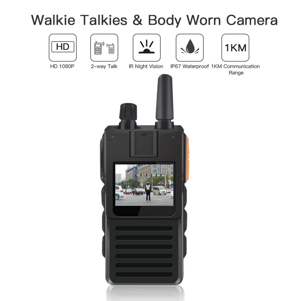 

Police Body Worn Camera 1080P 2-way Radio Walkie Talkie Video Security Intercom Waterproof Shockproof Talkie 1KM Video Security Intercom Mini Camcorders police camera