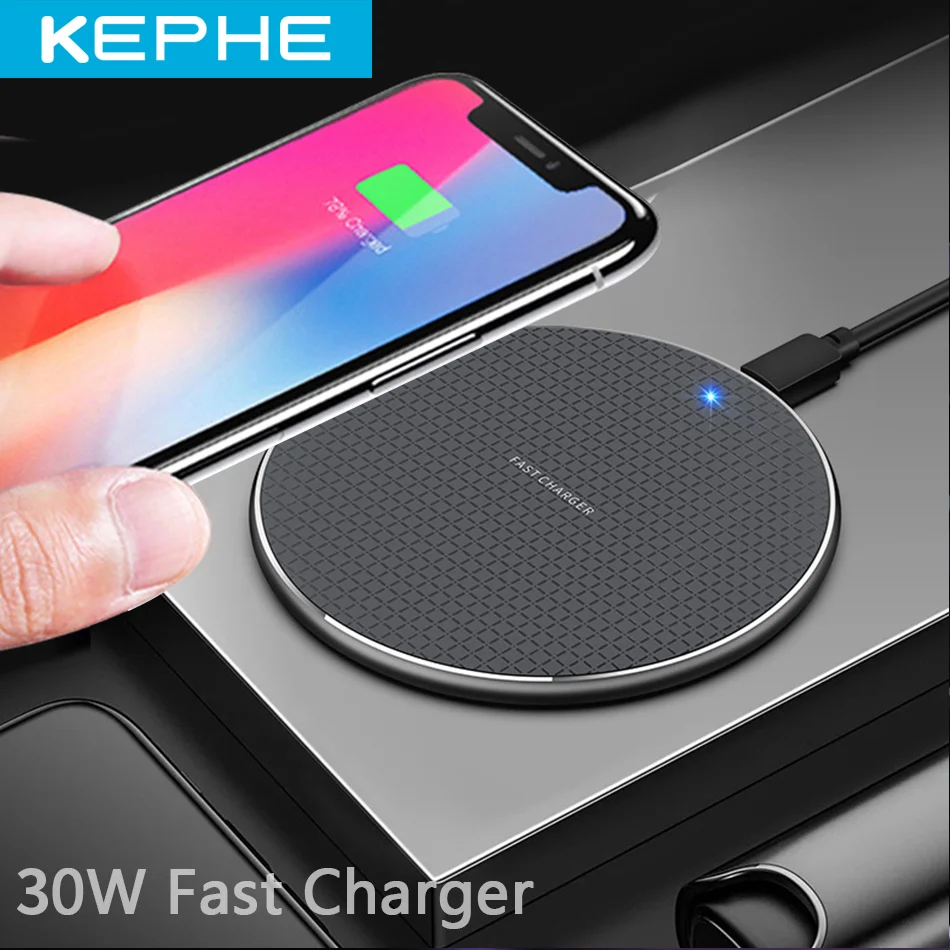 30W Qi Fast Wireless Charger For iPhone 13 11 XS XR X 8 Plus USB Quick Wireless Charging Pad for iPhone Samsung Huawei Xiaomi fast wireless charger Wireless Chargers