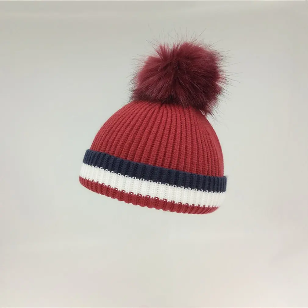 OUTAD Toddler Baby Boys Girls Hat Children Winter Hat For Unisex Knitted Beanies Thick Hat Infant Children Warm Cap New Sale