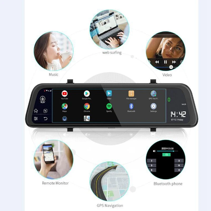 Camlive 11,66 дюймов 4G Dash Cam Android 8,1 Автомобильный видеорегистратор-зеркало камера RAM2G ROM32G gps навигация видеорегистратор ADAS Wi-Fi Dual1080P