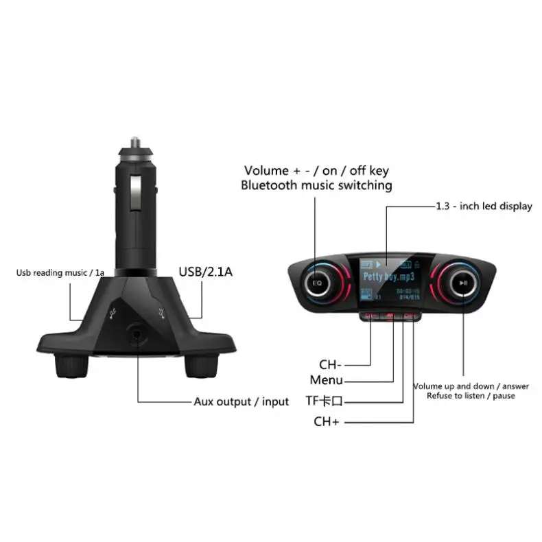 BT06 Bluetooth автомобильный комплект Универсальный fm-передатчик двойной USB Аудио Автомобильный mp3 плеер Handsfree Поддержка TF карта быстрая зарядка AUX
