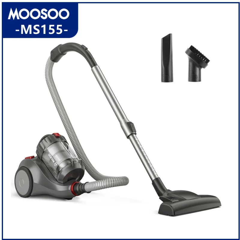 Moosoo Ms155 Whirlwind Bagless Canister Vacuum Cleaner, Lightweight Vac
