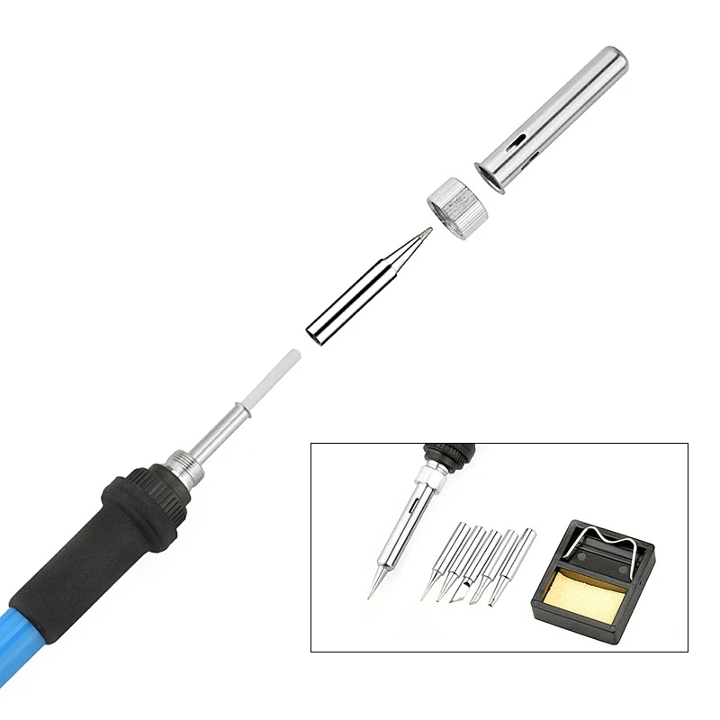 60 Вт паяльник набор электроники Регулируемый температурный сварочный инструмент паяльная машина паяльная подставка с футляром для инструментов