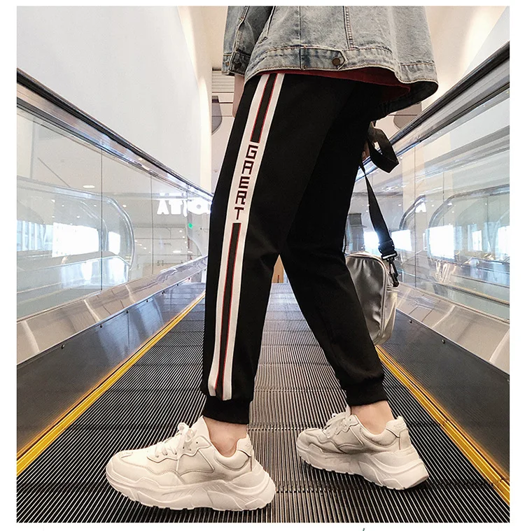 Осенние повседневные брюки тренд Универсальный корейский стиль Slim Fit капри брюки в гонконгском стиле Молодежные крутые брюки с резинками на щиколотках