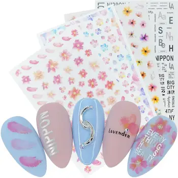 

1pcs Embossed 2020 New Arrival Nails Sticker Blooming Flower 3D Nail Art Stickers Decals Adhesive Manicure Nail Art Tips Decora