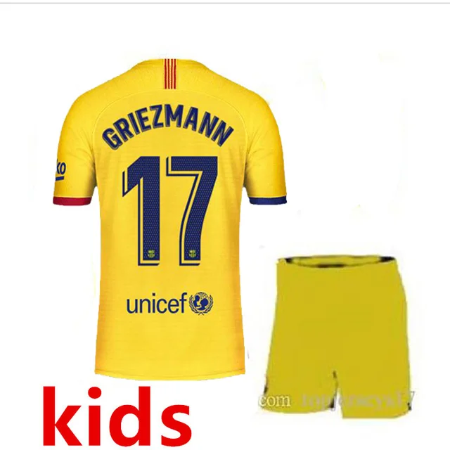 Г. Barcaed Messi Футбольные Майки 19 20 Детский комплект для дома 3 F. DE JONG GRIEZMANN футбол - Цвет: away