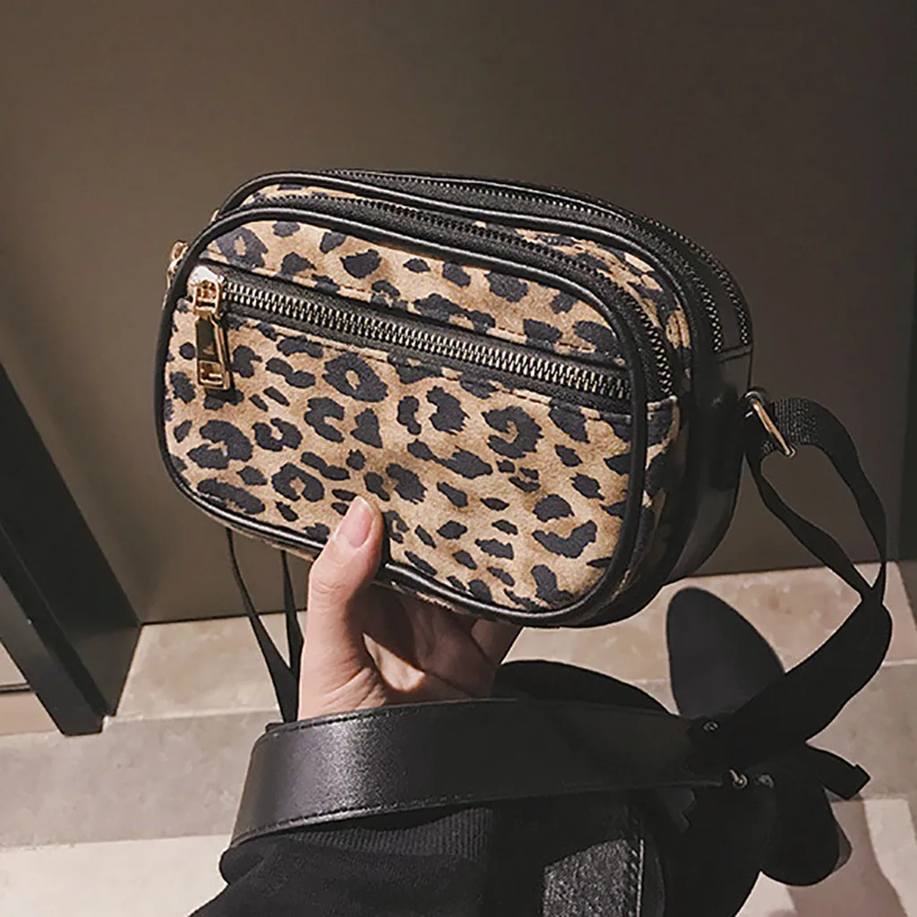 Женские винтажные женские сумки на молнии, модная леопардовая водонепроницаемая сумка на плечо, сумка на двойной молнии, bolsa feminina