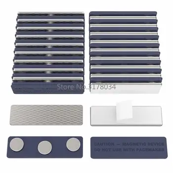 

10pcs Badge Magnets Magnetic Name Badge Holders Name Tag Magnet Backs with 3 Magnets 44x13mm / 1.76x0.5inch