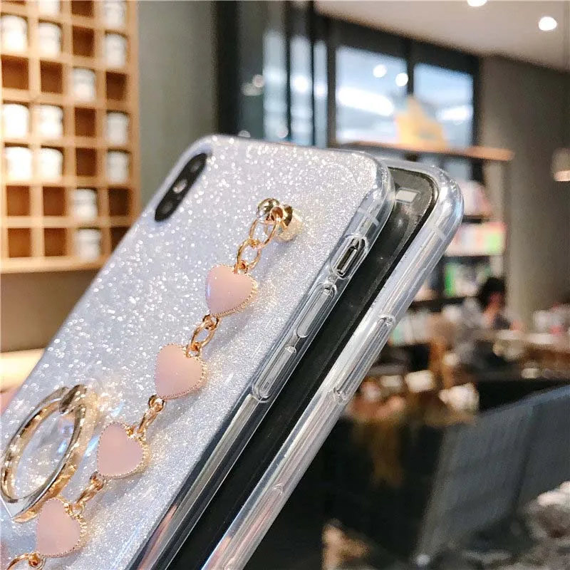 Браслет чехол для телефона samsung Galaxy S10 S9 S8 Plus S10E Note 10 Pro мягкий Блестящий бумажный ТПУ защитный чехол для мобильного телефона