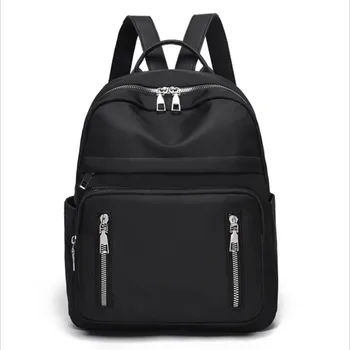 

Fashion Portable Travel School Bag For Women 2019 Large Capacity Nylon Backpack Lady New Solid Color Red Black Women Backpack