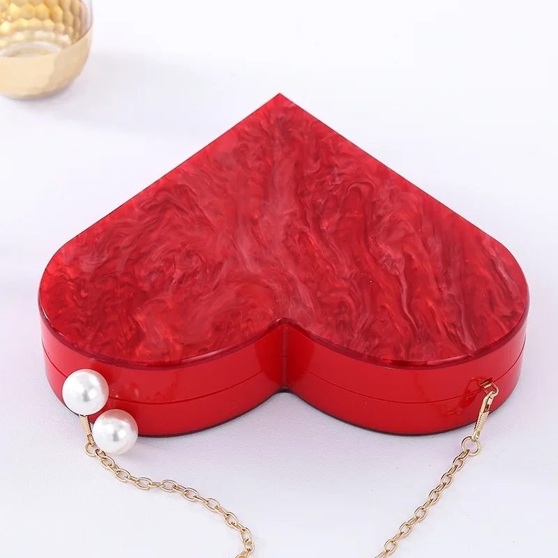 New heart-shaped portable fashion joker evening bag banquet bag lady's acrylic clutch bag