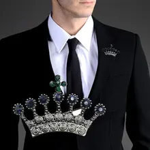 Broche coreano de gama alta con corona de diamantes de imitación Vintage para hombre, solapa, traje Retro de estilo británico, insignia, traje, ramillete, ropa, accesorios para hombres