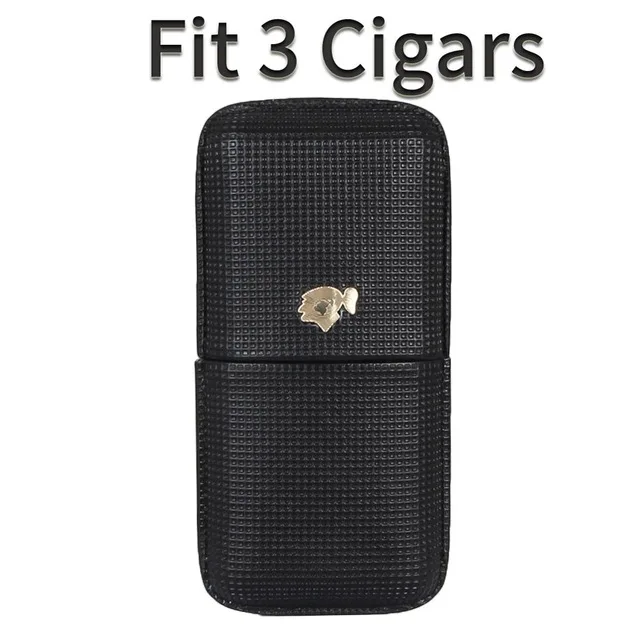 COHIBA кожаный портсигар Портативный дорожный увлажнитель для сигар Puros открытый Sigar чехол Коробка для 3 Держатель для сигар трубки W/Подарочная коробка - Цвет: Многоцветный