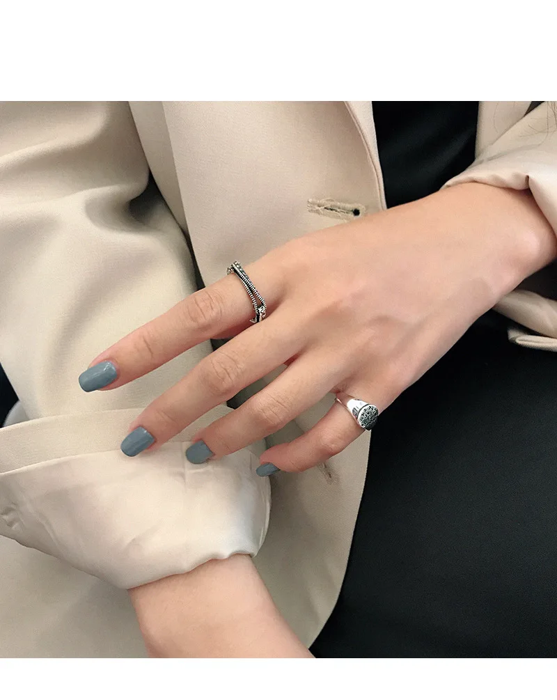 F.I.N.S персонализированные женские модные кольца S925 Серебряные кольца для женщин Ретро английские слова вино витое женское кольцо в стиле панк; бижутерия