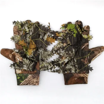 

Outdoor Hunting Fishing Shooting 3D Maple leaves Bionic Camouflage Full finger skidproof silicone dots non-slip Hunter Gloves W1