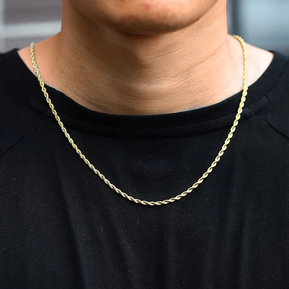Twisted Rope Link Chain Men Necklace 