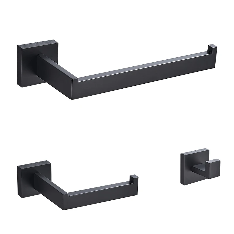 3 piece Bathroom Set Аксессуары для ванной, наборы, черное полотенце, крючок для халата, башня, полка, держатель для бумажной ткани, крючок для одежды, аксессуары для ванной комнаты - Цвет: 3 piece Bathroom Set
