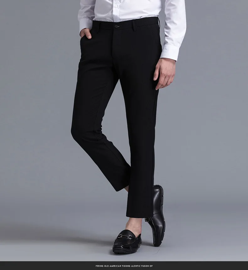 Новые продукты летние мужские брюки корейский стиль тренд стиль Slim Fit повседневные брюки спандекс обтягивающие капри мужские брюки
