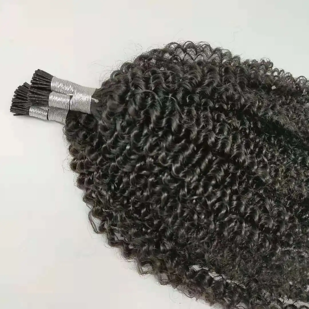 Bluelucky High Quality One Donor Natural Black Virgin Remy I Tip Hair Extension