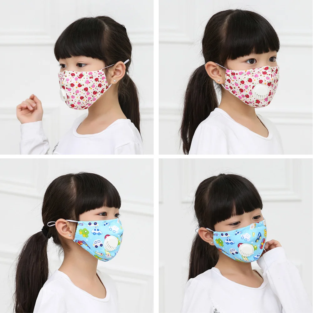 Washable Reusable N95 Anti Air Pollution Face Mask & Respirator 2 Filter Kids boy Girl Cute Safety Masks Anti Flu Hot Sale