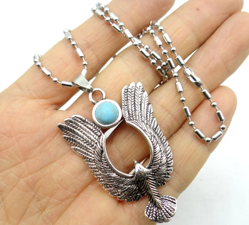 Натуральный камень кварц кристалл бирюза Antiek Zilver Zinklegering Орел кулон для diy
